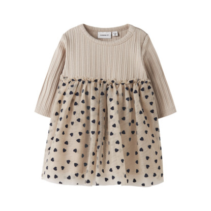 VESTIDO TUL CORAZONES BEIG