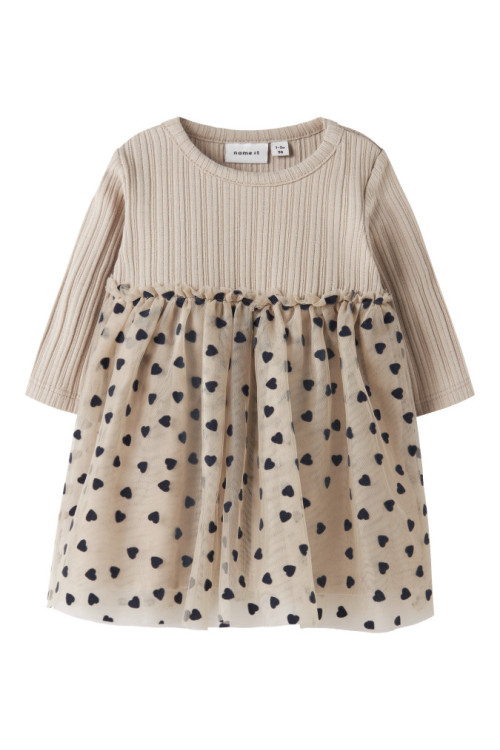 VESTIDO TUL CORAZONES BEIG VESTIDO TUL CORAZONES BEIG