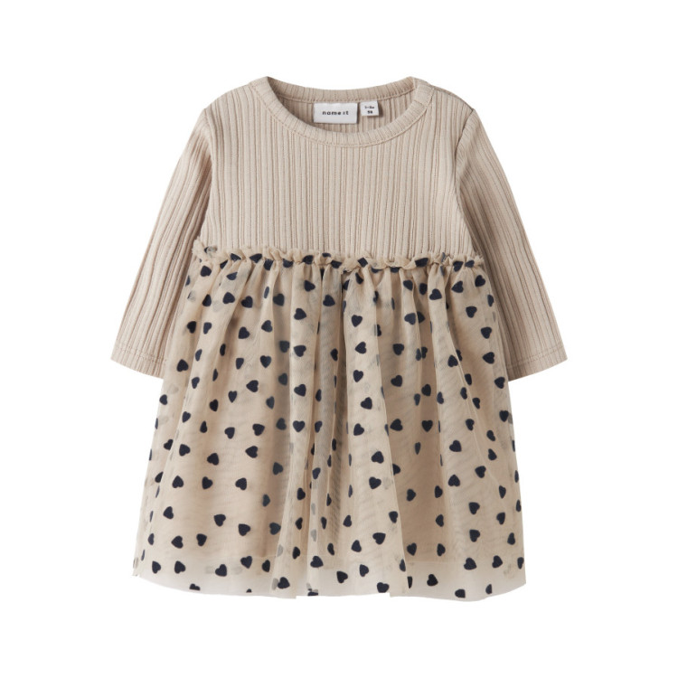VESTIDO TUL CORAZONES BEIG VESTIDO TUL CORAZONES BEIG