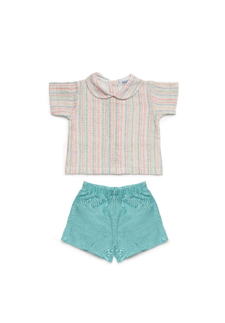 CONJUNTO  CAMISA RAYADA  VERDE LAGO