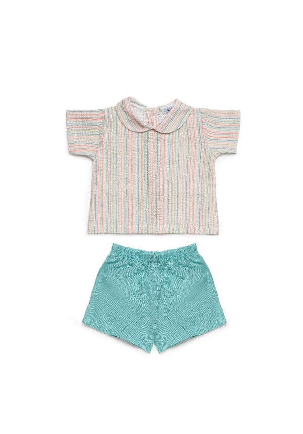 CONJUNTO  CAMISA RAYADA  VERDE LAGO
