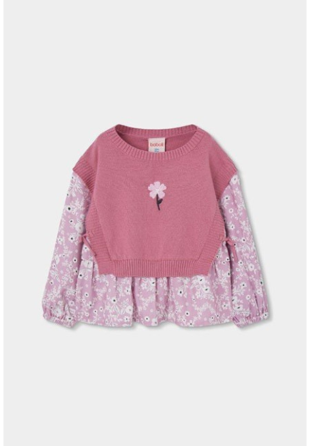 JERSEY COMBINADO ROSA FLOR BOBOLI