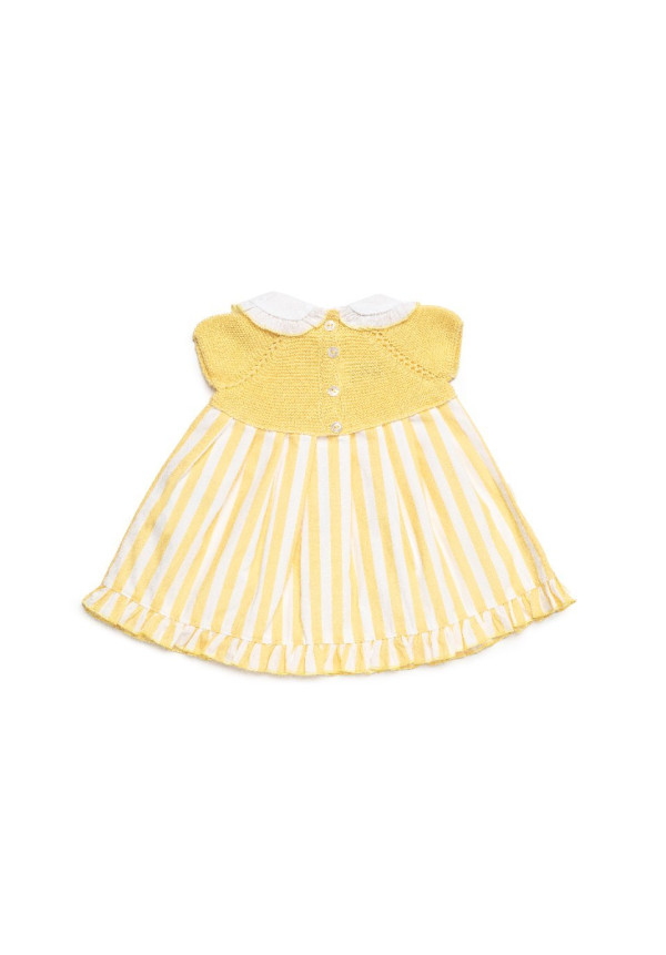 VESTIDO CUERPO PUNTO AMARILLO RAYADO