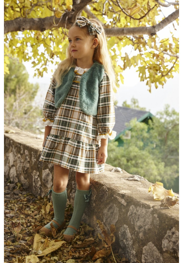 VESTIDO SELVA VOLANTE MOSTAZA