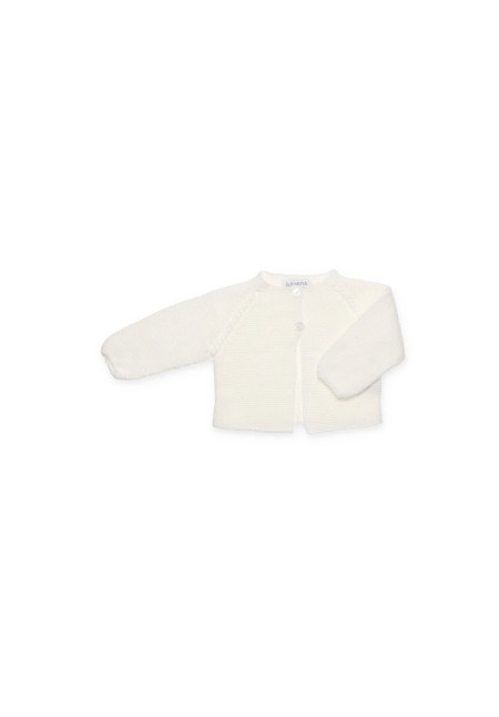 CHAQUETA LARGA PUNTO BLANCA