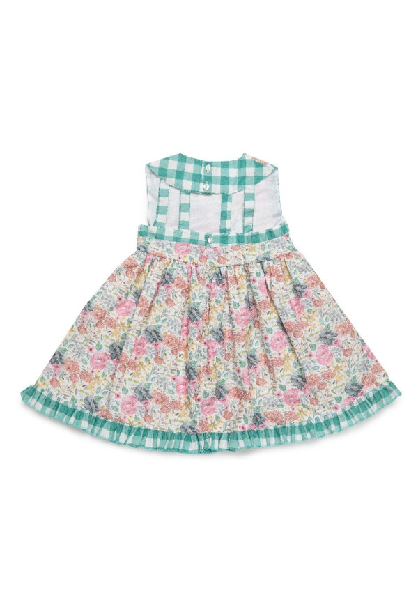 VESTIDO CORTE CINTURA CUADROS/FLORES