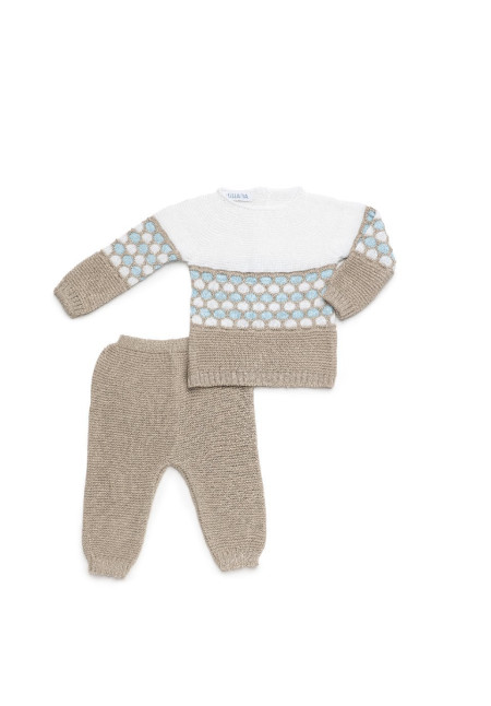 CONJUNTO PUNTO BEIG/BLANCO/AZUL