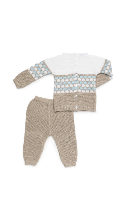 CONJUNTO PUNTO BEIG/BLANCO/AZUL