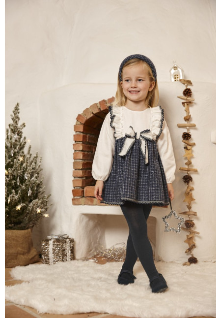 VESTIDO CHEVIOT MARINO