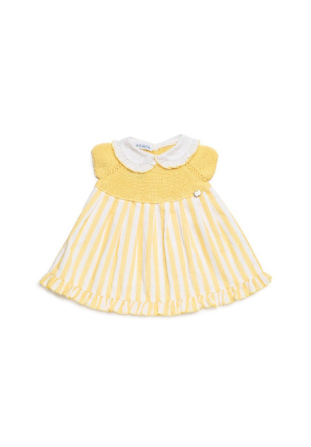 VESTIDO CUERPO PUNTO AMARILLO RAYADO
